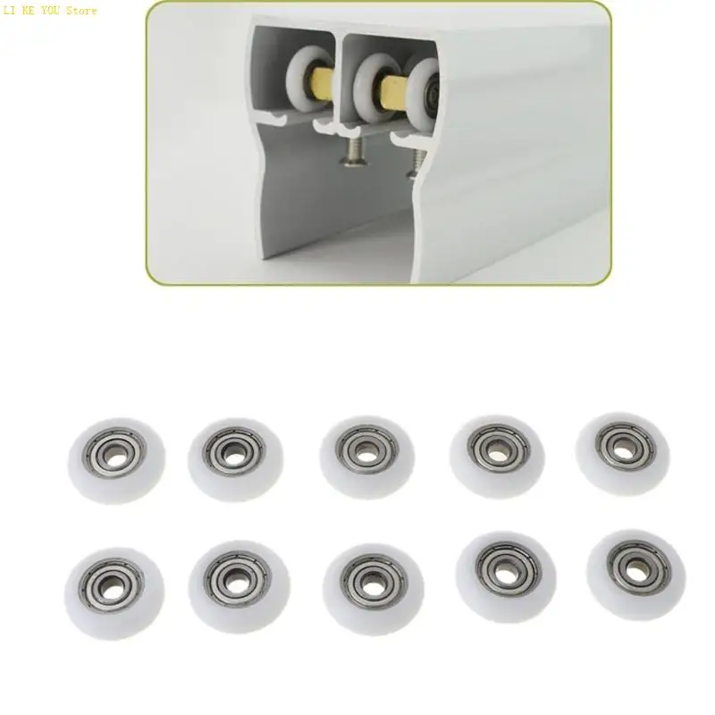 W3JE 10 Pcs Nylon Plastic Pulley Furniture Drawer Roller Bearing Wheel Sliding Door Runner Hardware Smooth Operation