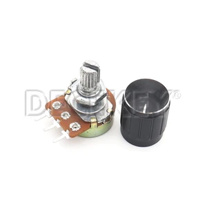 5 Set Wh148 15mm 3 -pin linear potentiometer 1k 2k 5k 10k 20k 50k 100k 250k 1m with potentiometer kit with black aluminum alloy button lid 10 Main Sales Potentiometer 10K - №9