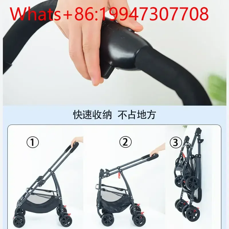 

New Multifunctional Folding Pet Cart Retractable Folding Outdoor Home Pet Supplies Cat And Dog Pet Cart Black Foldable Cart.