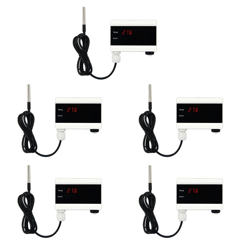 N82R 5X Wifi Temperature Sensor Tuya Thermometer Detector Digital Display Smart Life App Alert Freezer Water Alarm EU Plug