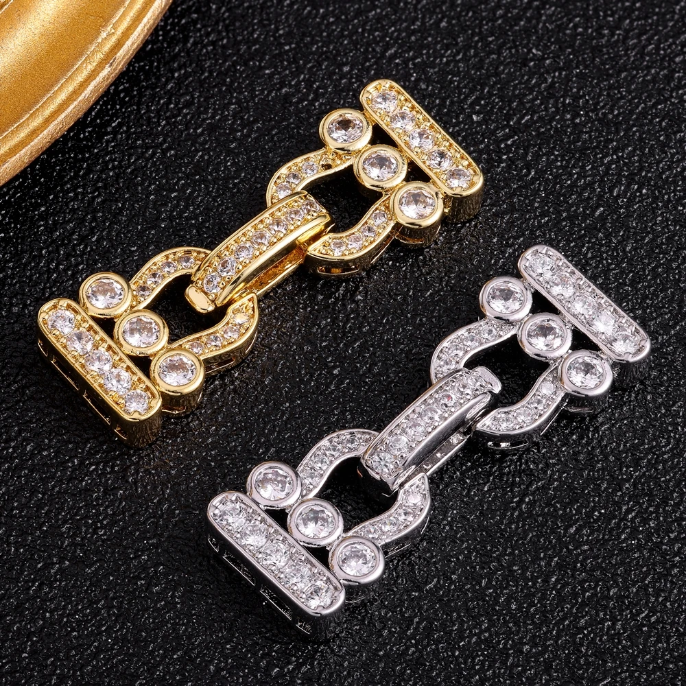 Juya DIY Micro Pave Zircon Creative Connector Fastener Closure Lock Clasps Accessories For Needlework Gems Pearls Jewelry Making