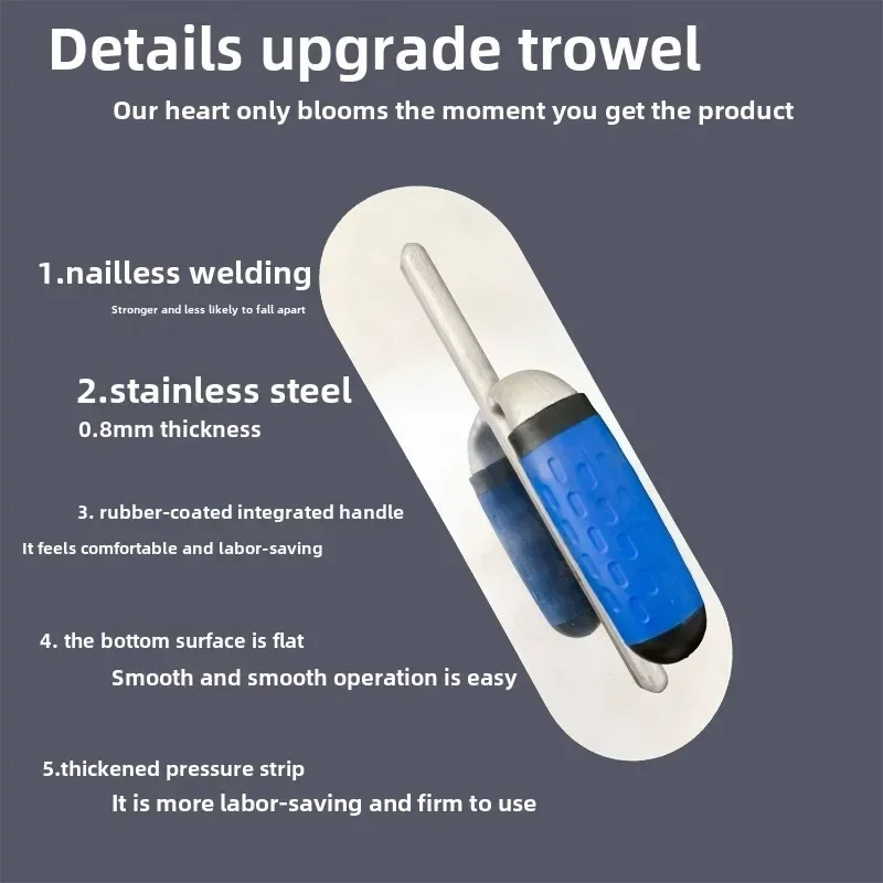 

Heavy Duty Stainless Steel Round Trowel With Plastic Handle Plaster Putty Knife Concrete Finishing Construction Hand Tools