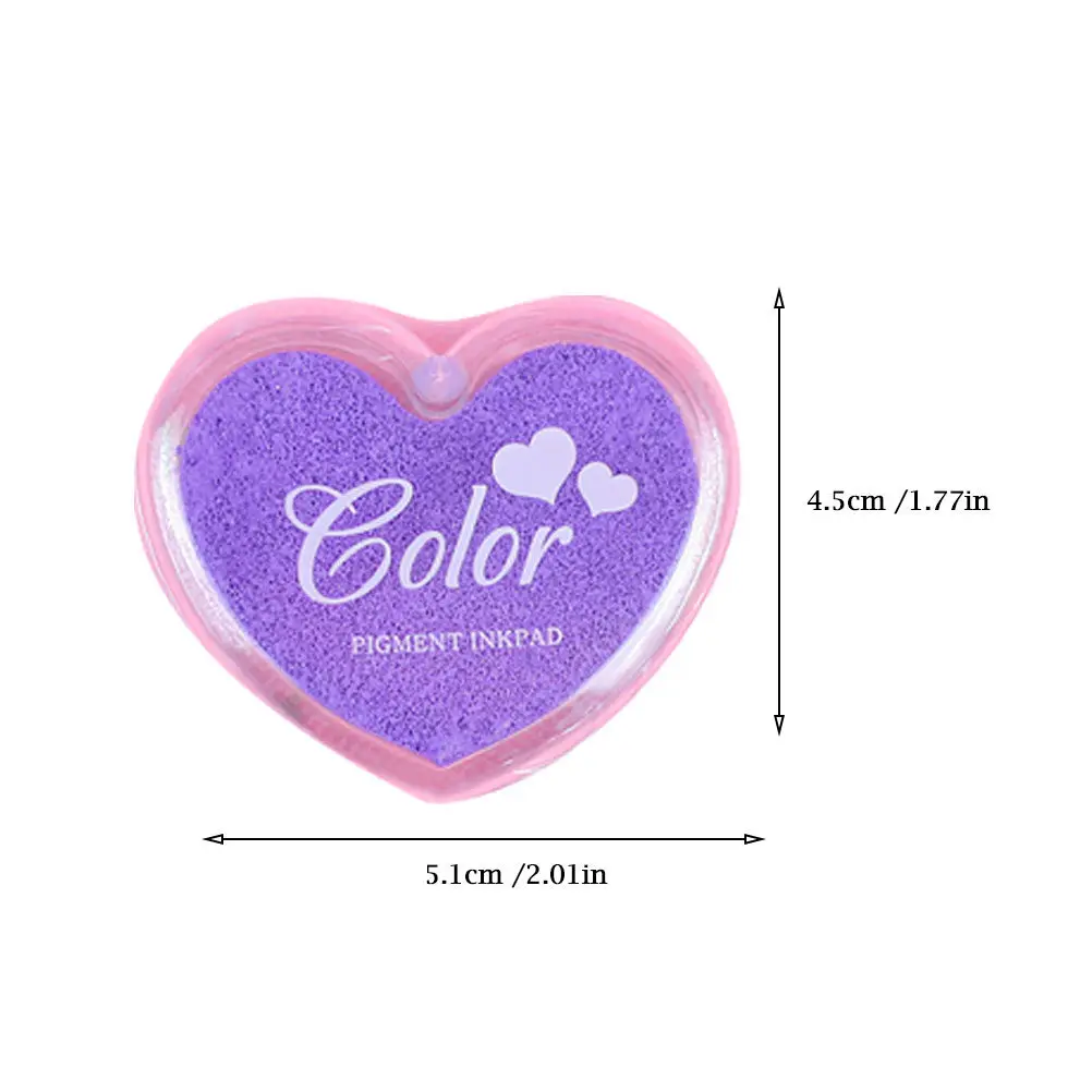 8Pcs Heart-Shaped Washable Ink Pads for Fabric Wood Paper Scrapbooking Cards DIY Craft Projects Bright Pigment Portable Stamp view 3