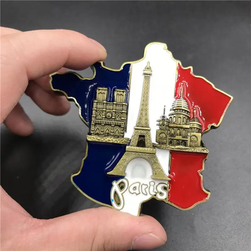 France Map Refrigerator Sticker Europe Tourist Souvenir 3D Resin Fridge Magnet Stickers Paris Souvenirs Innovative Decorations