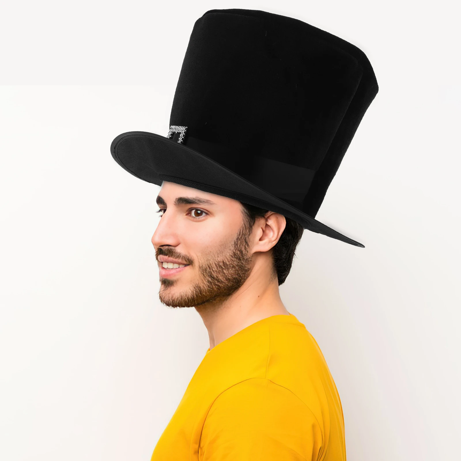 

Black Top Hat Buckle Classic Large Size Formal Costume Stage Performance Dress-Up Party Jazz Cosplay Hat Small Performance Hats