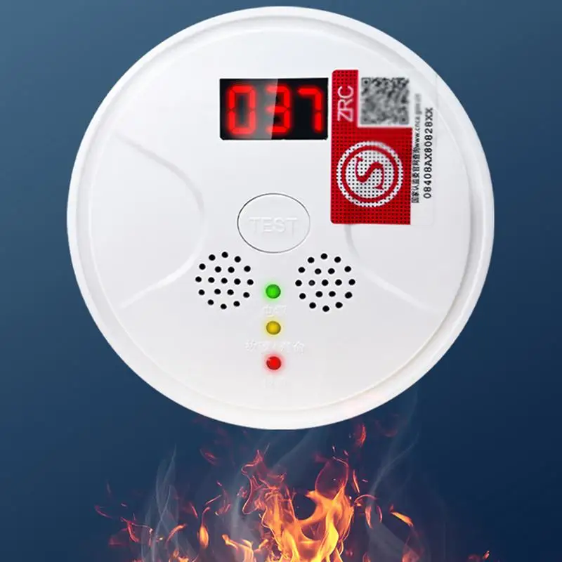 Carbon Monoxide Reader CO Warning Monitor Battery-Powered CO Warning Monitor Portable CO Alarm Detector With Digital Display &