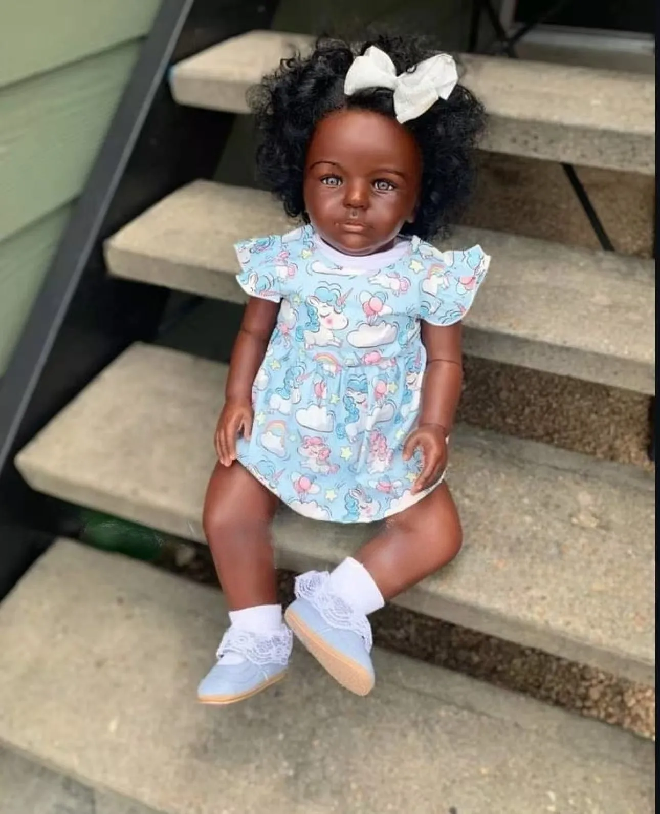 Lifelike 30" Vito Toddler Girl Reborn Baby Doll Rooted Afro Hair Collectible Toys