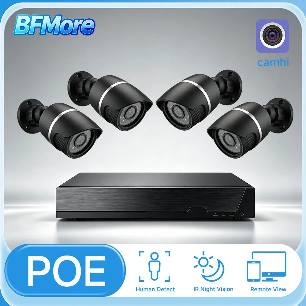 BFMore 4K PoE NVR Kit 8CH With 4PCS 940nm IP камера One-Way Audio For Security Network Video Recorder Set
