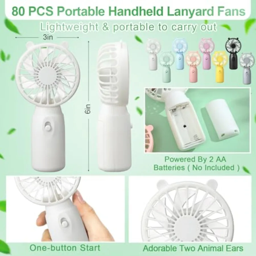 80 Pcs Mini Portable Fans Bulk Handheld Battery Operated Fan with Lrd for Makeup Eyelash, Cooling Lightweight Pocket Personal F