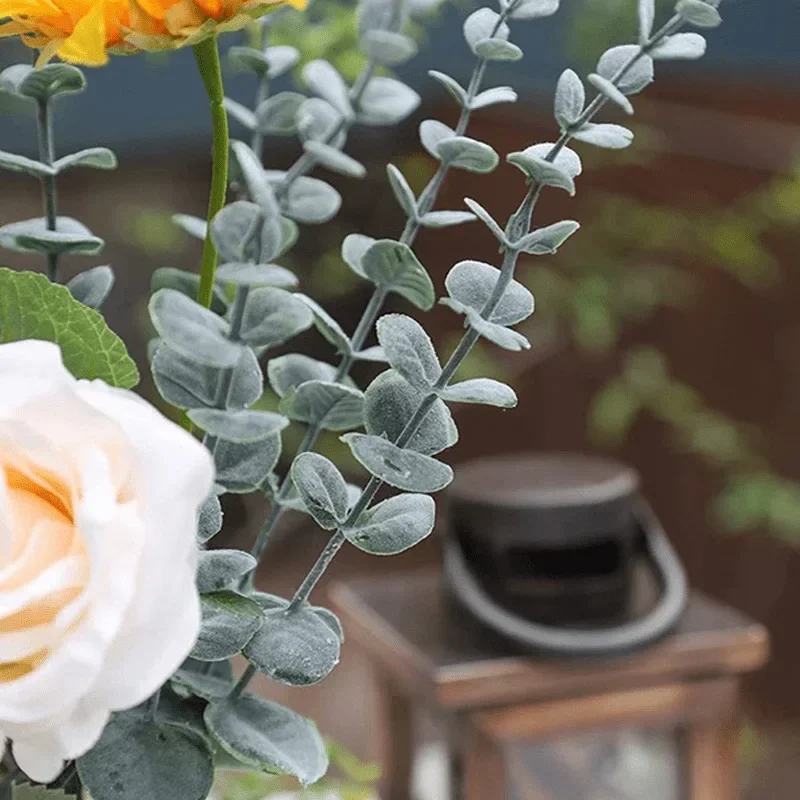 10 Stück künstliche Eukalyptusblätter, Eukalyptus-Stiele für Zuhause, Blumenstrauß, Herzstück, Hochzeitsdekoration, Weihnachtsdekoration – Detail 2