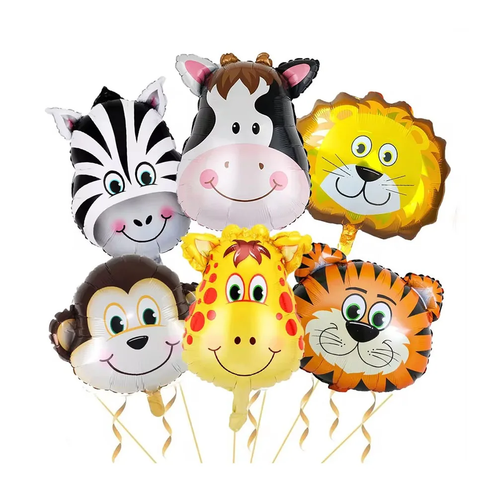 6PCS/PACK 16IN Mini Animal Head Forest Party Aluminum Film Decorative Balloon