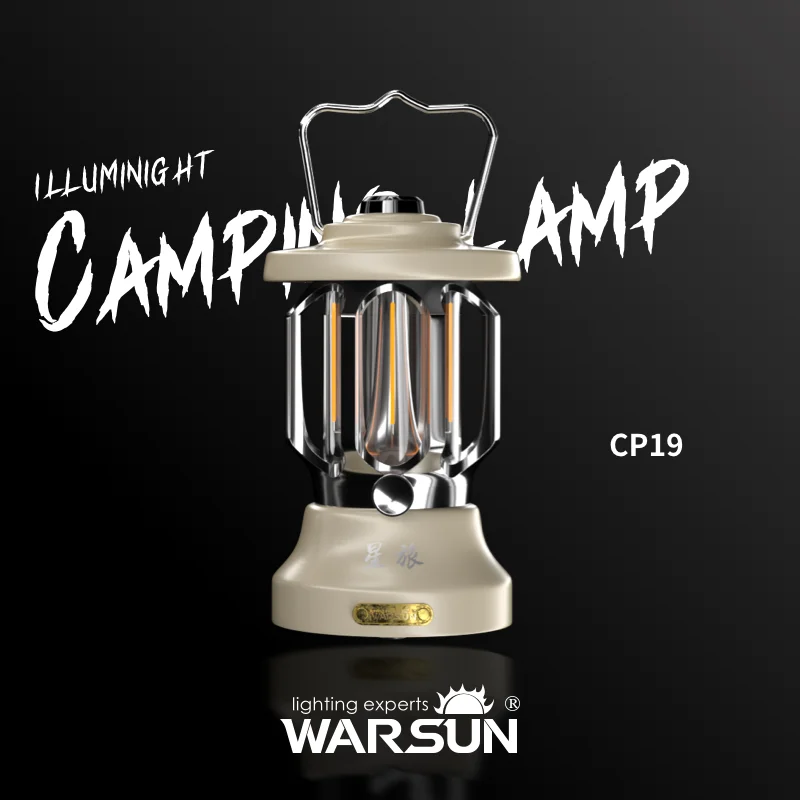 WARSUN CP19 Retro Barn Lantern - Hanging Outdoor Camping Light, 600Lm Brightness, IP44 Waterproof, 30-Hour Runtime