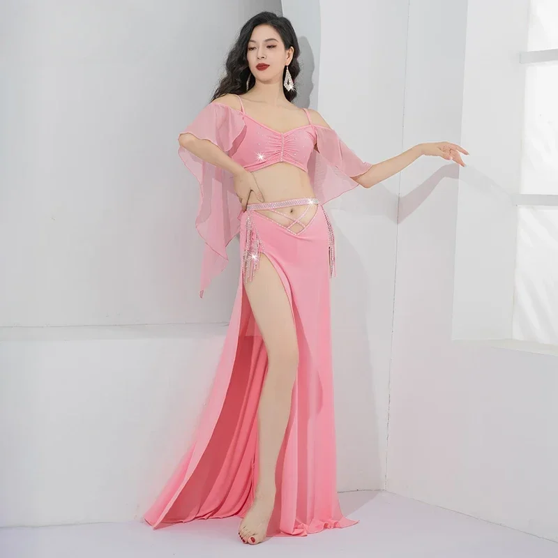 Elegante Buikdans Prestaties Kostuum Set voor Vrouwen Shimmy Kwastje Top + lange Fringe Rok Buikdansen Slijtage Outfit voor meisjes