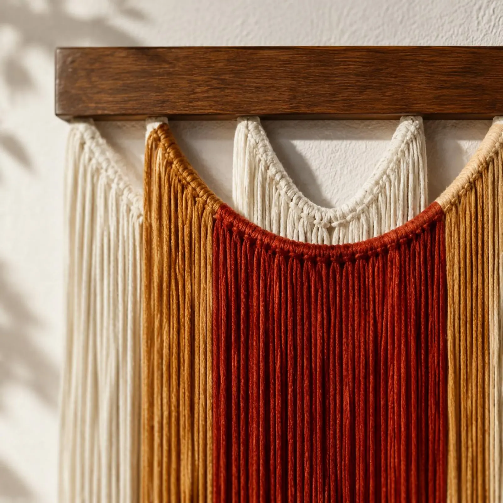 Boho Fringe Wall Hanging Gradient Color Wooden Dowel Tapestry Handwoven Wall Tapestry Handmade Bohemian Design for Living Room