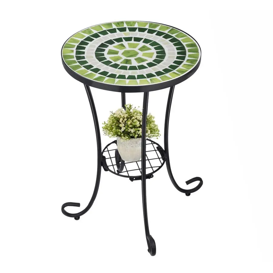 

Outdoor Side Table Mosaic Patio Table Accent Tables Mosaic Tile Top Metal Frame Small End Tables Porch Beach Patio Garden Balcon