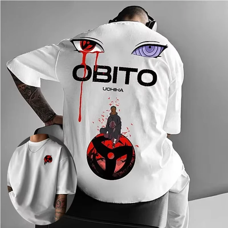 

Naruto Sasuke Summer Men's T-shirt Cotton Japanese Anime Personality Print Loose Cotton T-shirt Daily with Casual Short Sleeves