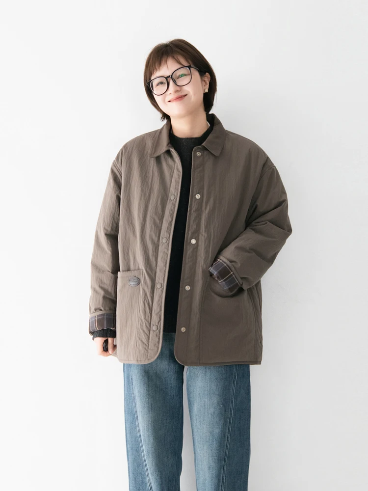 

Хлопковое фланелевое повседневное свободное женское длинное пальто-све от Big kets для осенне-зимнего сезона