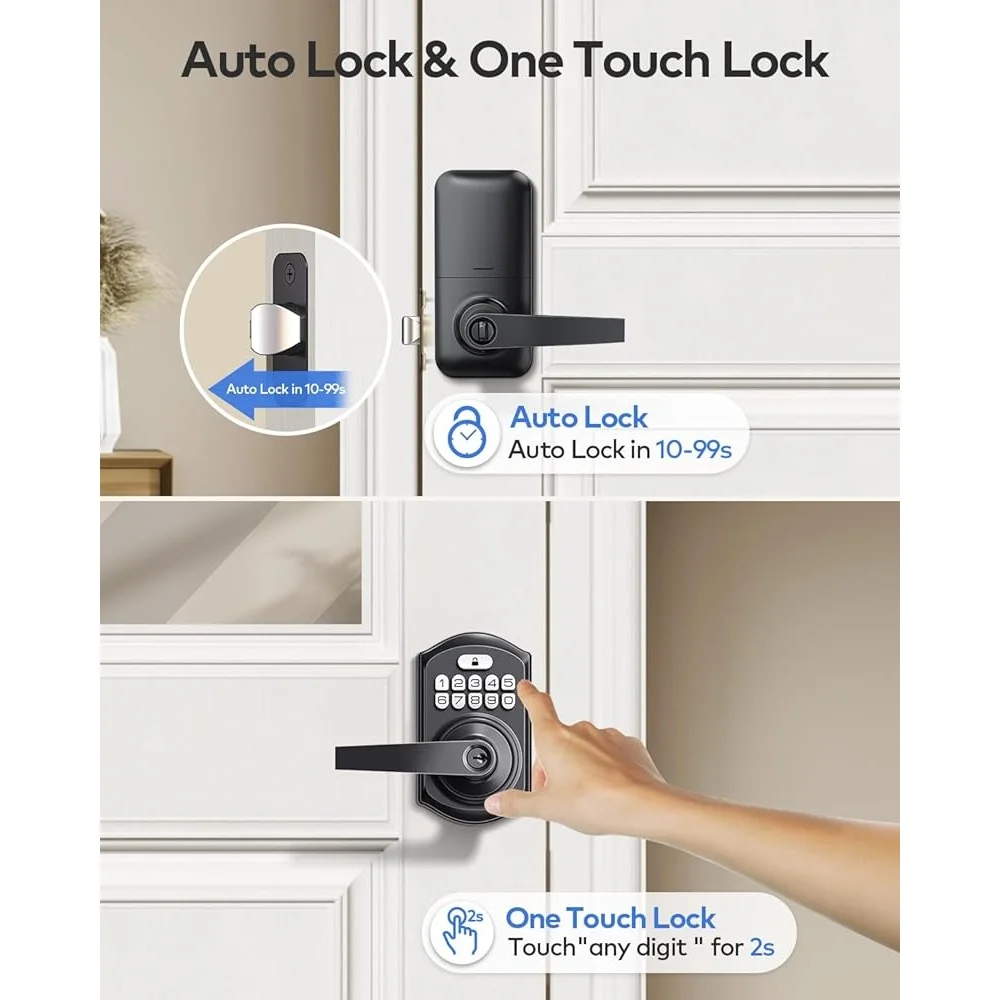 Keyless Entry Door Lock Electronic Deadbolt Keypad with Anti-Peeping Auto Lock Passage Mode 20 User Codes Weather Resistant