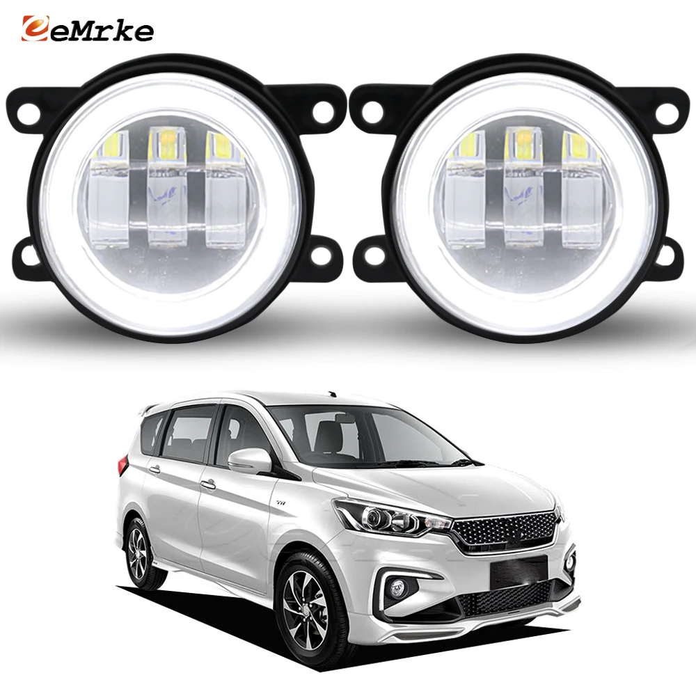 Led Car Fog Lights Angel Eyes for Suzuki Ertiga Toyota Rumion 2019 2020 2021 2022 2023 with Clear Lens DRL PTF Fog Driving Lamp