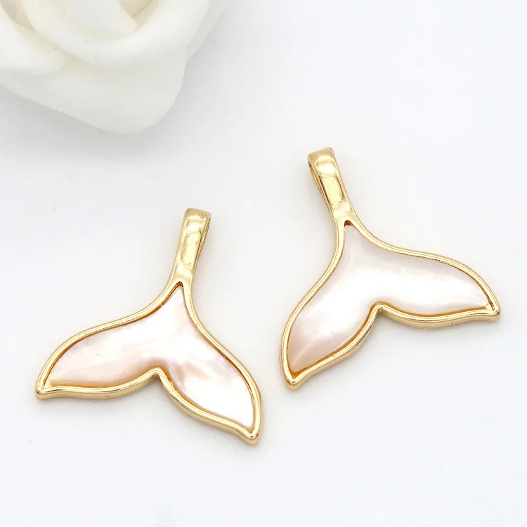 18x18MM Whale Tail Pendant Charms For Jewelry Making DIY 14K Gold Color Plated Bracelets Necklace Earrings Findings Components
