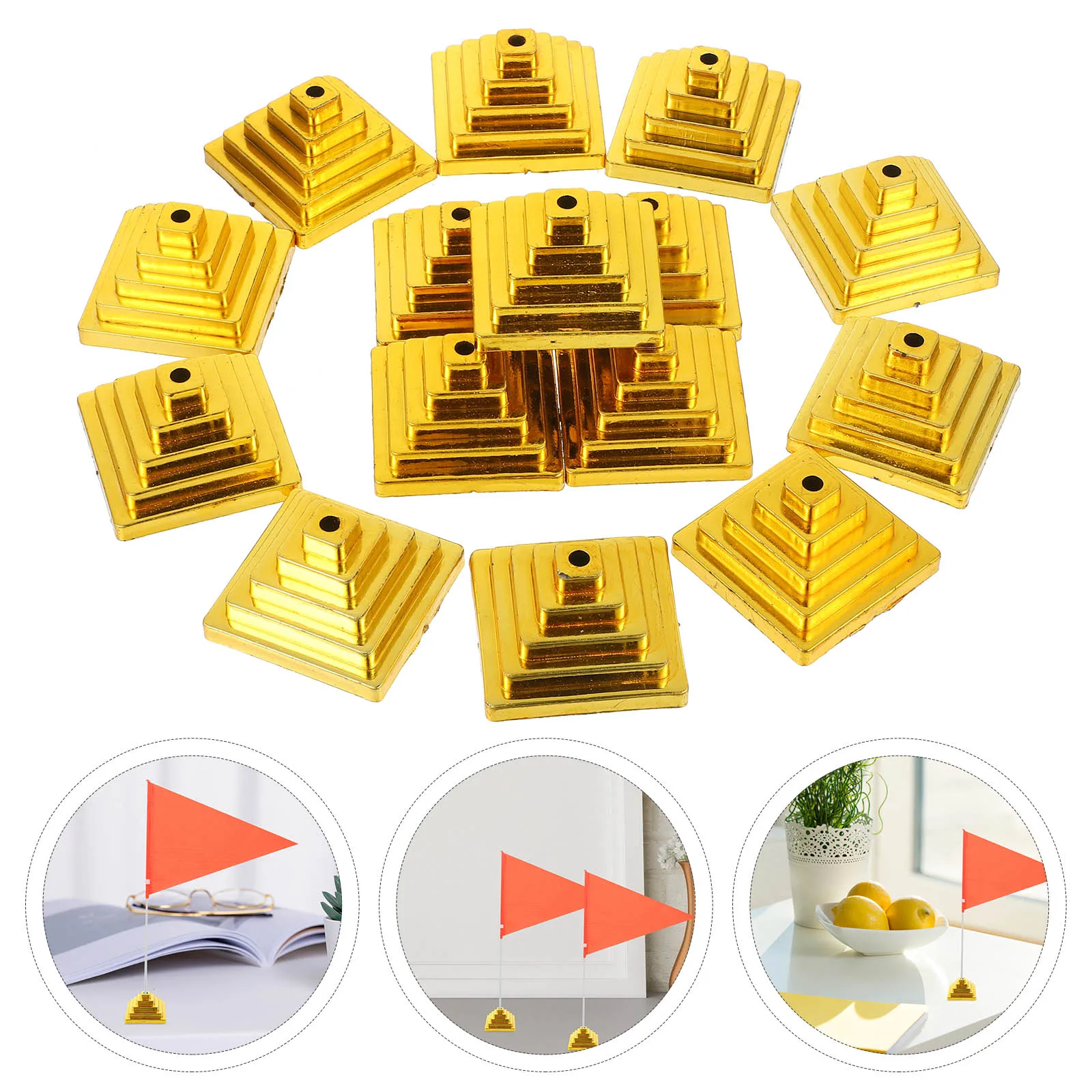 30 Pcs Office Flagpole Base Work Desk Table Banner Holder Square Plastic Holders