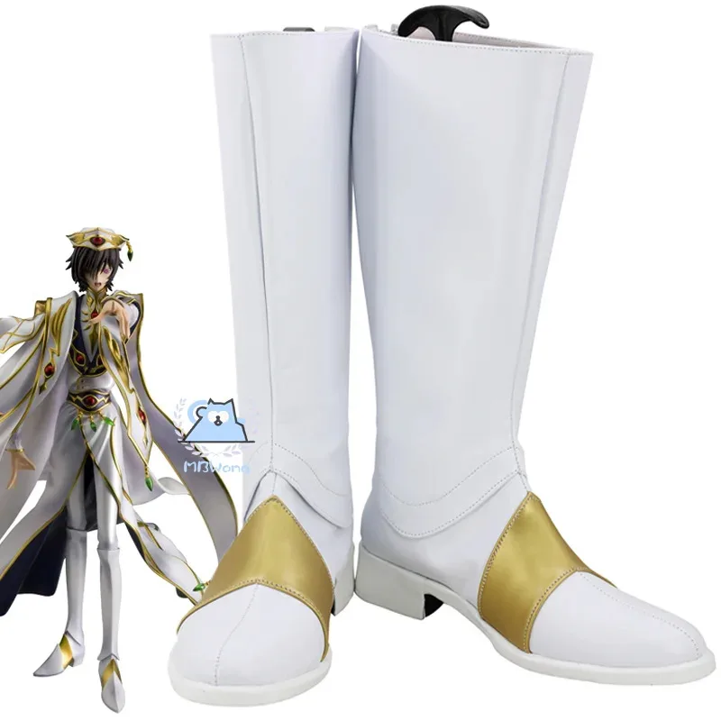 

Anime Geass Lelouch vi Britannia Lelouch Cosplay Shoes Boots White Emperor Outfit Sheos Code Role Play Adult Shoes Hallowmas