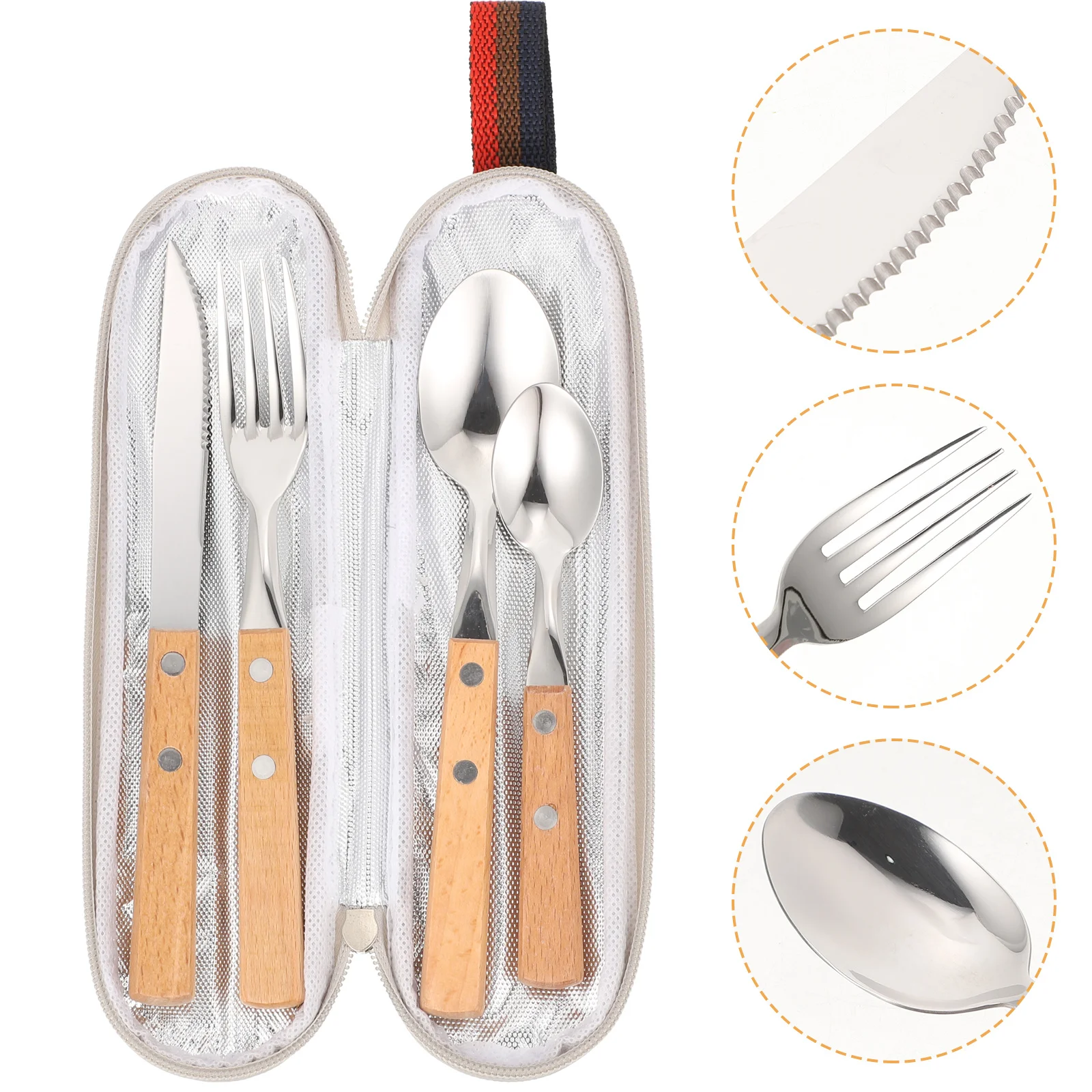

1Set Stainless Steel Tableware Kit Simple Design Reusable Cutlery Set for Office School Trip Fork Spoon Knife Silverware