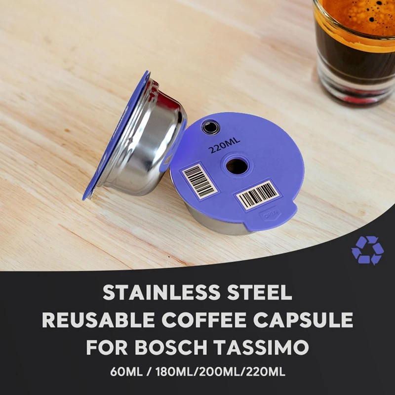 HOT-For  Tassimo Machine Coffee Capsule Pod Refillable Filter Pod+Pressing Powder Hammer+Filter Paper