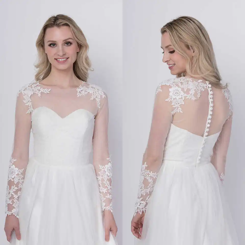 

Elegant Wedding Jacket Lace Appliques Long Sleeve Bridal Bolero Special Occasion Party Bridal Accessories Customized