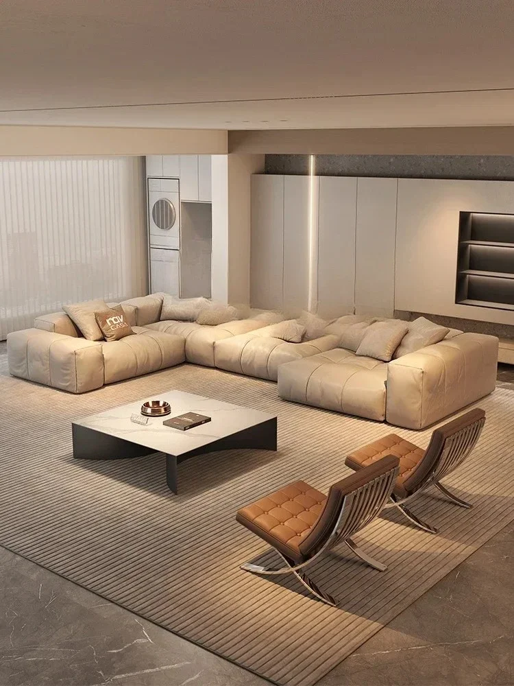 A  Light luxury modern rock slab coffee table living room household square black titanium stainless steel coffee table high-end