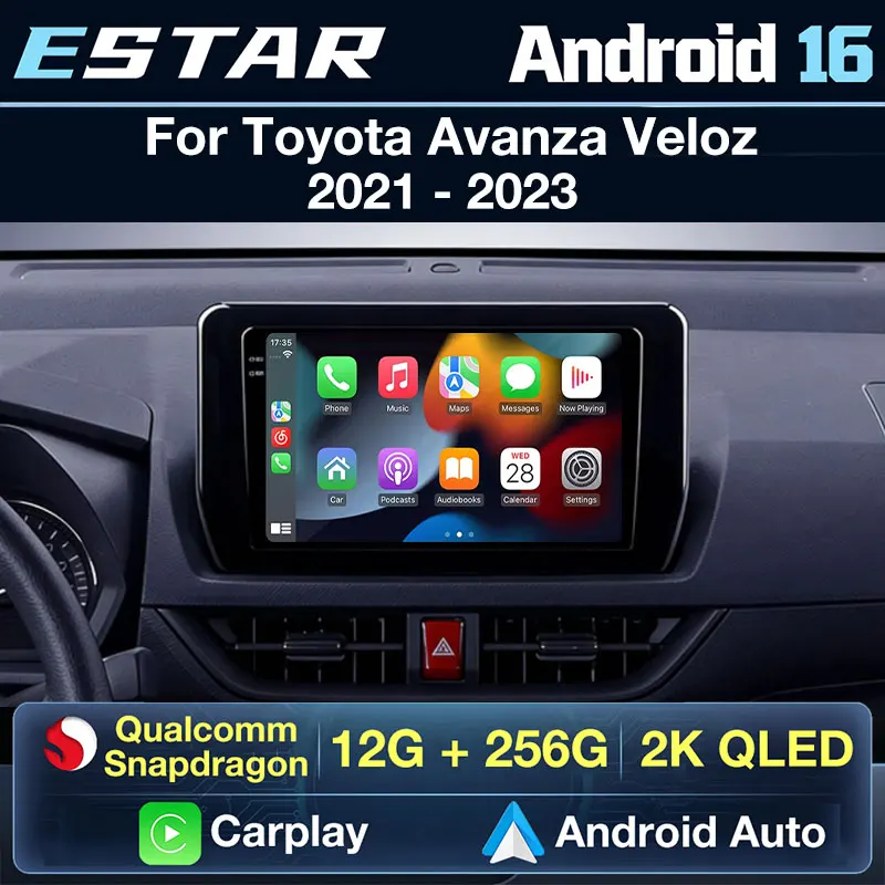 Carplay Inalámbrico Android 16 para Toyota Avanza Veloz 2021 2022 2023, Radio para Auto, Reproductor de Video Octa Core, WIFI, Pantalla 2K, GPS, DSP
