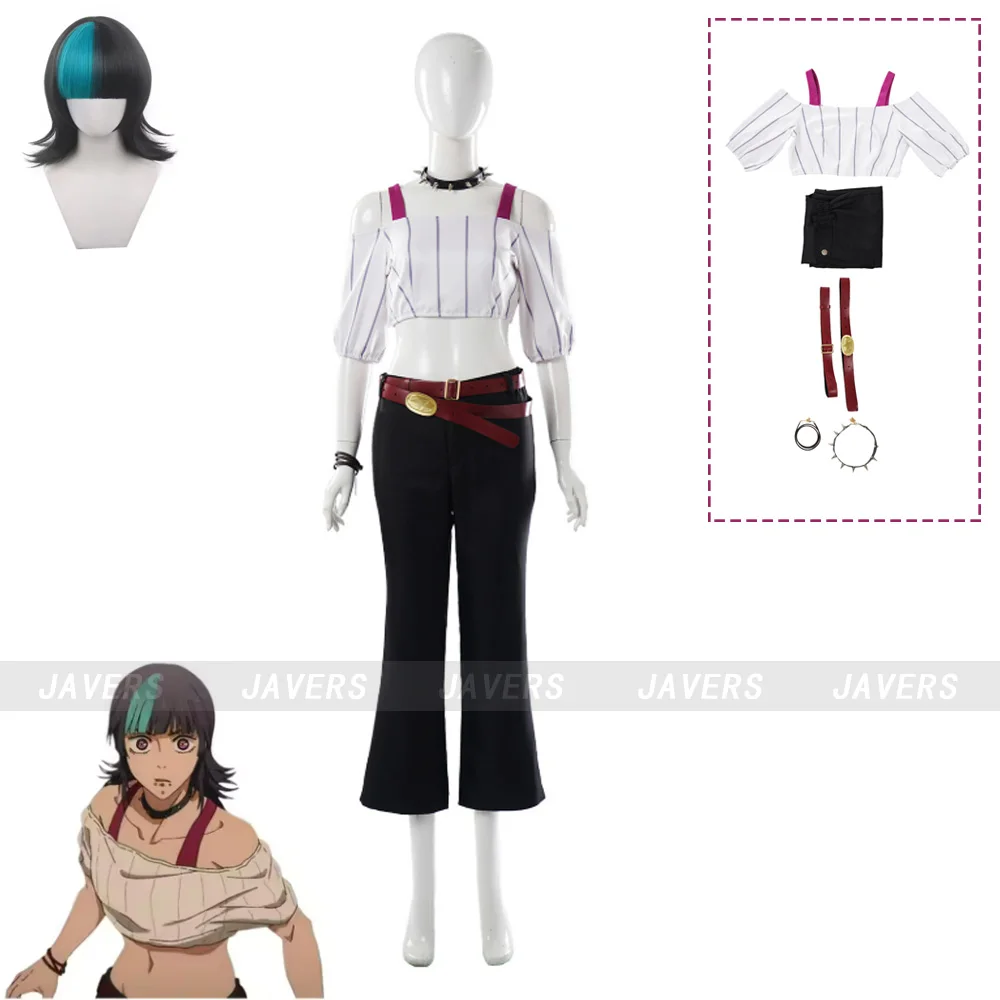 

Anime Jujutsu Kaisen Hoshi Kirara Cosplay Costume Off-shoulder Top Pant Uniform Woman Halloween Carnival Role Play Party Suit