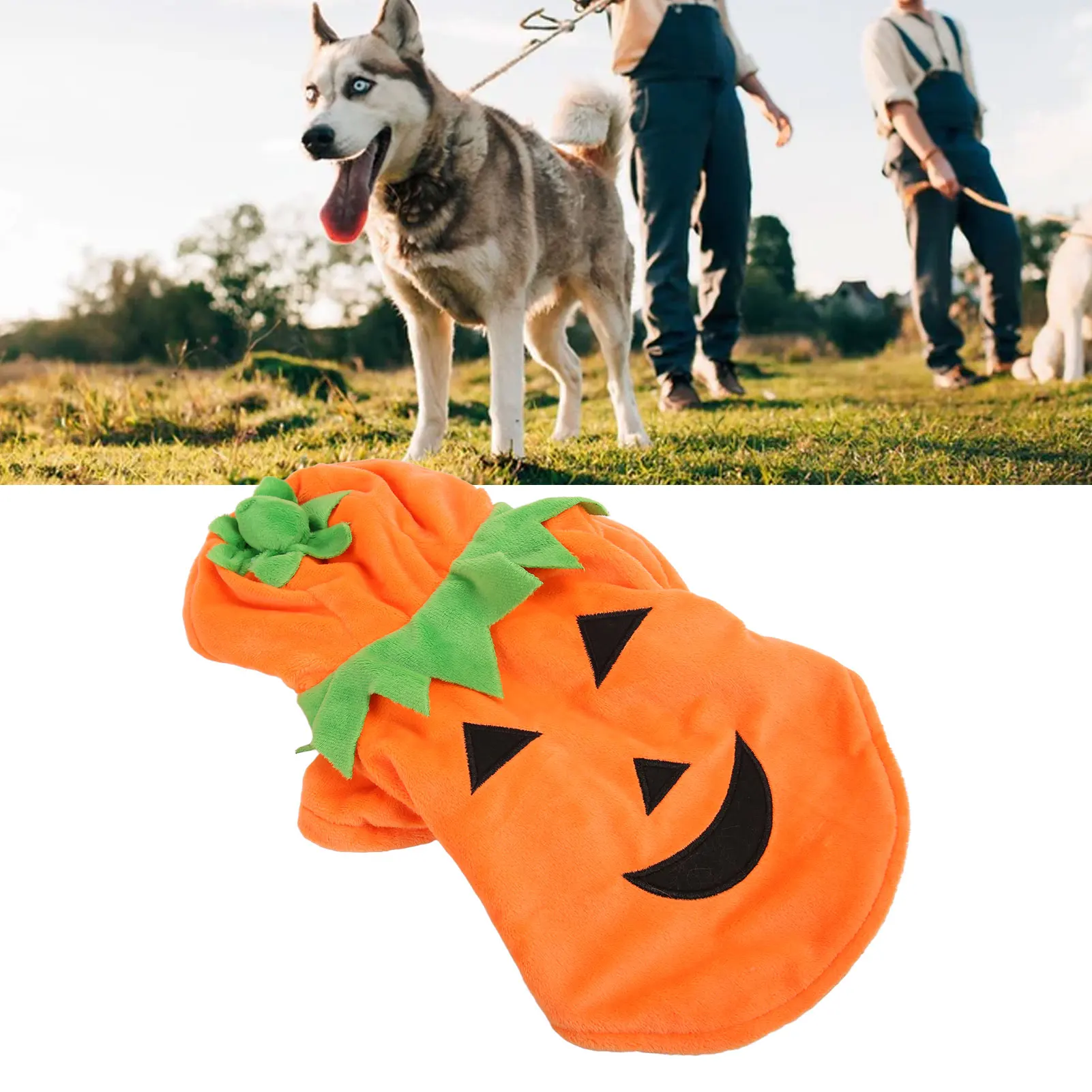 ZK40 Ropa para Perros de Calabaza de Halloween Lindo disfraz de Perro cálido para Perros medianos y grandes Otoño Invierno Naranja L