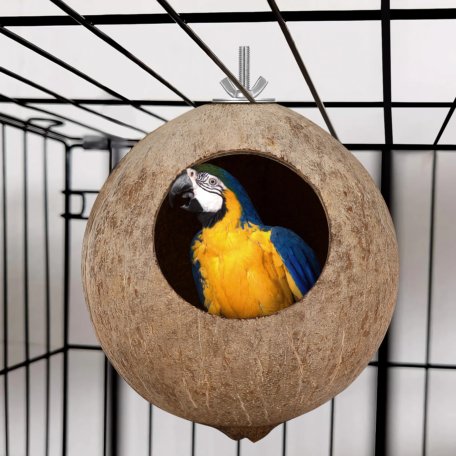 

Parrot Bird Nest Coconut Shell Natural Durable Safe Hanging Home Pet Supplies Cage Accessories Small House Play Rest