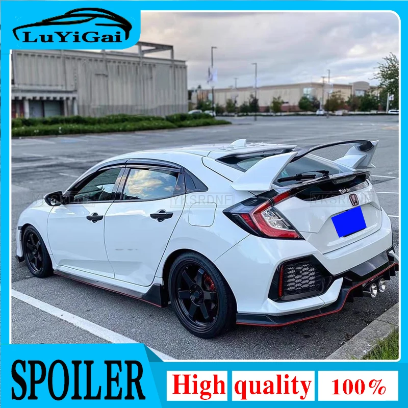 Type-R Style For Honda Civic Hatchback 2017 2018 2019 2020 Car Trunk Spoiler ABS Auto Rear Trunk Wing Accessories Spoiler