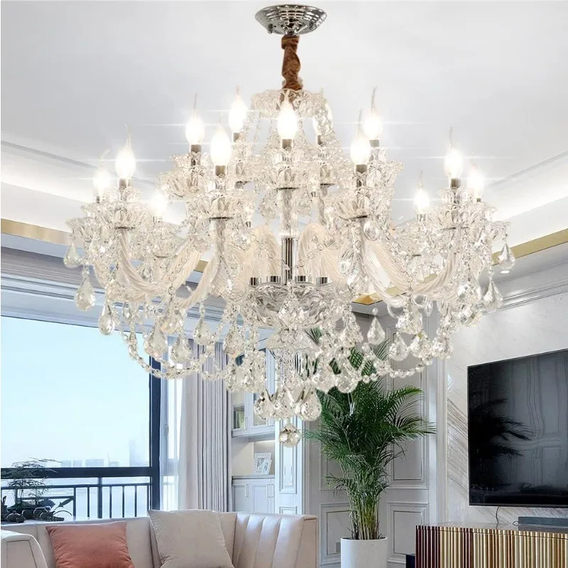 Luxury Clear K9 Crystal Chandelier Lighting,15 Light Modern Luxurious Crystal Candle Pendant Light Lamp Fixture 15 Lights