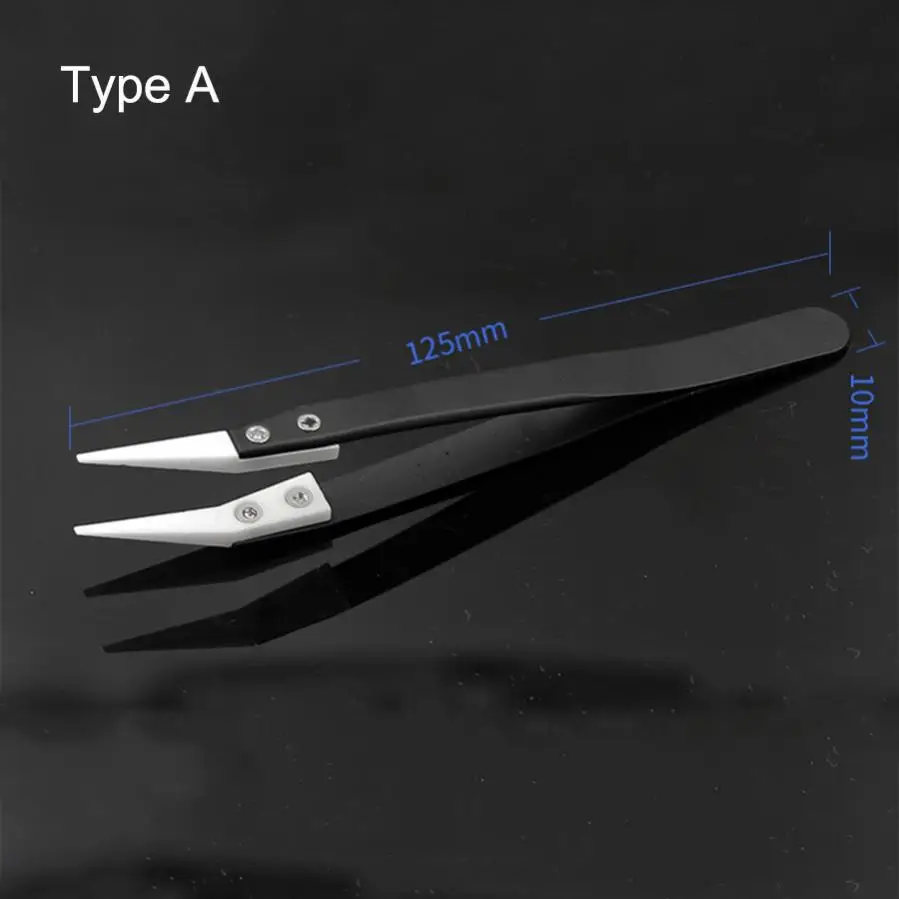 1pcs Stainless Steel Ceramic Tweezers Set High Temperature Resistance 1.0MM Repair Tool Kit for Electronics/Jewelry/ Fine Crafts