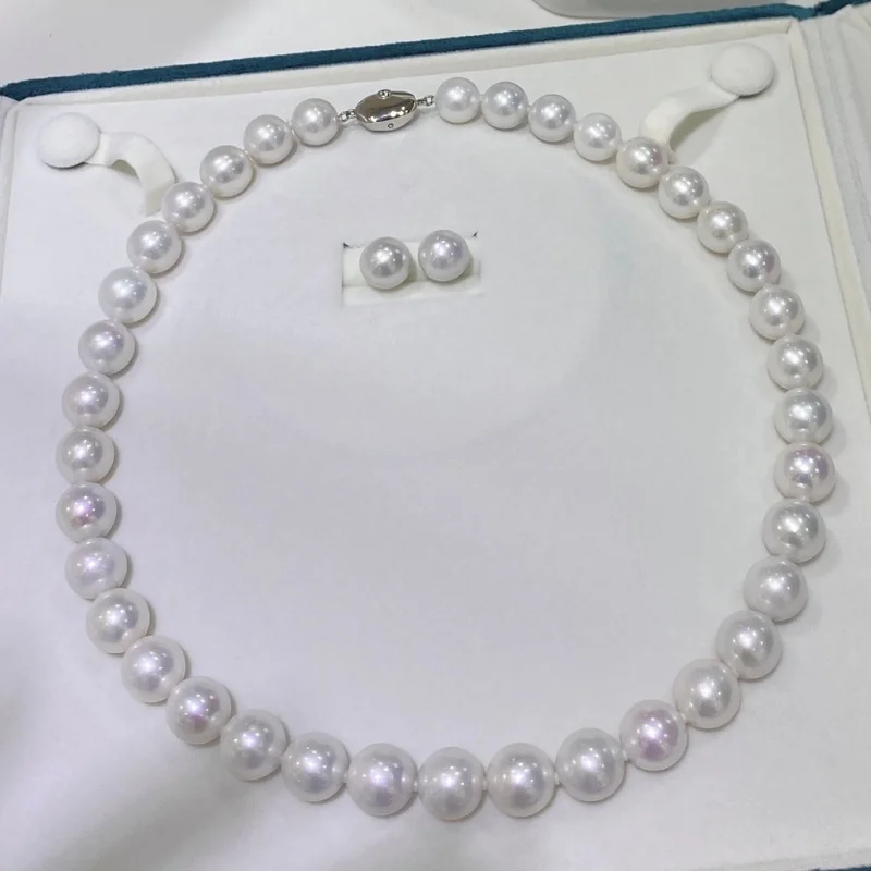 

SGARIT Trending Jewelry S925 Silver Natural Freshwater Edison Pearl Set 10-12mm Necklace 10-11mm Stud Earrings for Women