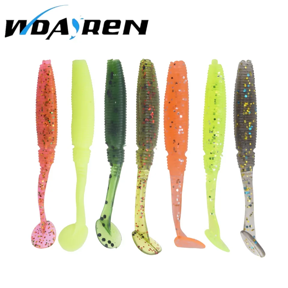 20 Pcs Fishing Lure 5.6cm/0.8g T Tail Fish SwimBait Plastic Worm Carp Fishing Soft Artificial Bait Swimbait Pesca Accesorios