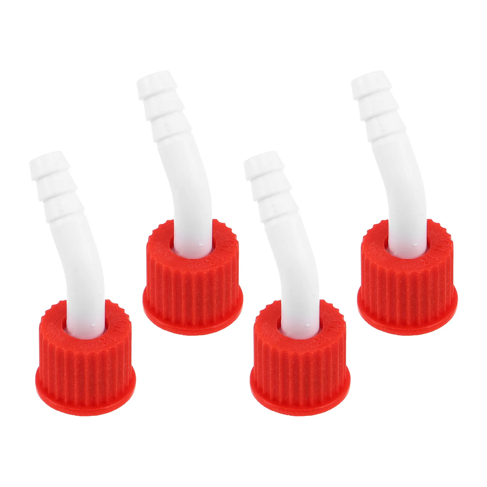 4Pcs Laboratory Bottle Cap Adapter Plastic Screw Threaded Reagent Lid Leakproof Bent Spout for Sample Dispensing
