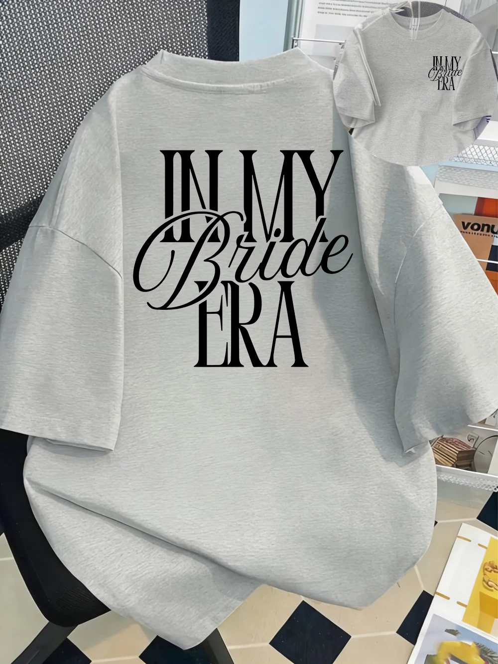 In My Bride ERA bedruckte Baumwoll-T-Shirts, Sommer-Damen-T-Shirts mit O-Ausschnitt, übergroße T-Shirts, einfache Kurzarm-Tops, lässige Damenkleidung – Detail 13