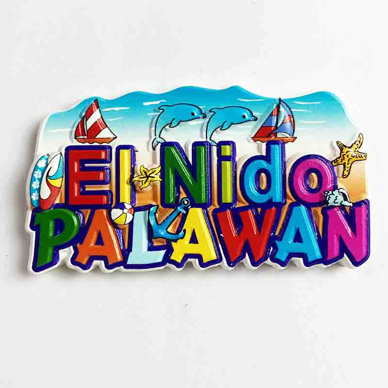 Palawan-paisaje de la isla de Filipinas occidental, artesanía cultural, pegatina de refrigerador, recuerdos de Turismo, 3D, tres dimensiones