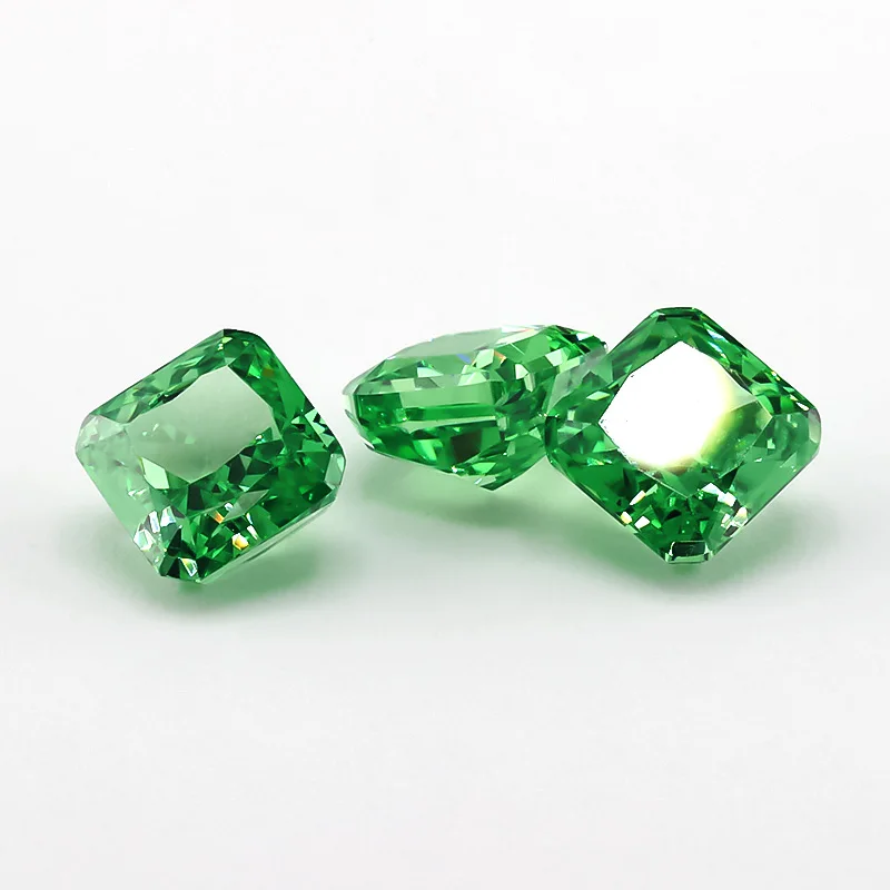 

SHIQIER 10#Light Green Square Octangle Radiant Crushed Ice Cut Cubic Zirconia Stone 5A 5x5mm Loose CZ Synthetic Gems For Jewelry