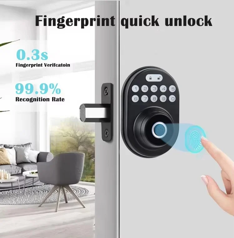 Smartier Electronic Keypad Entry Front Door Anti Peeking Auto Lock Passcode Smart Fingerprint Deadbolt Tuya Door Lock