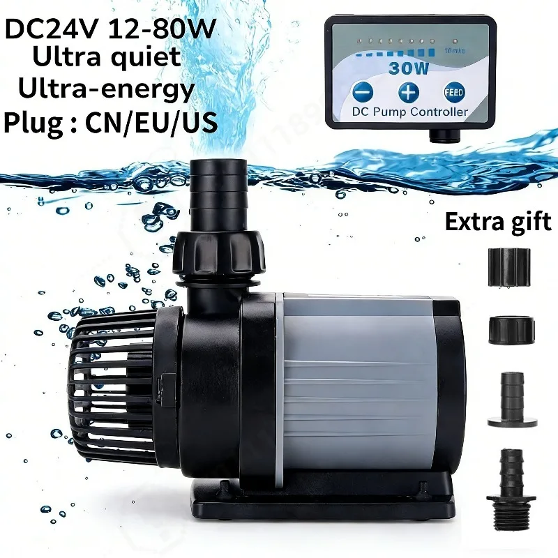 100V - 240V 12W- 80W DC Submersible Pump Variable Frequency Fish Tank Water Pump Adjustable Flow Quiet and Energy-Efficient