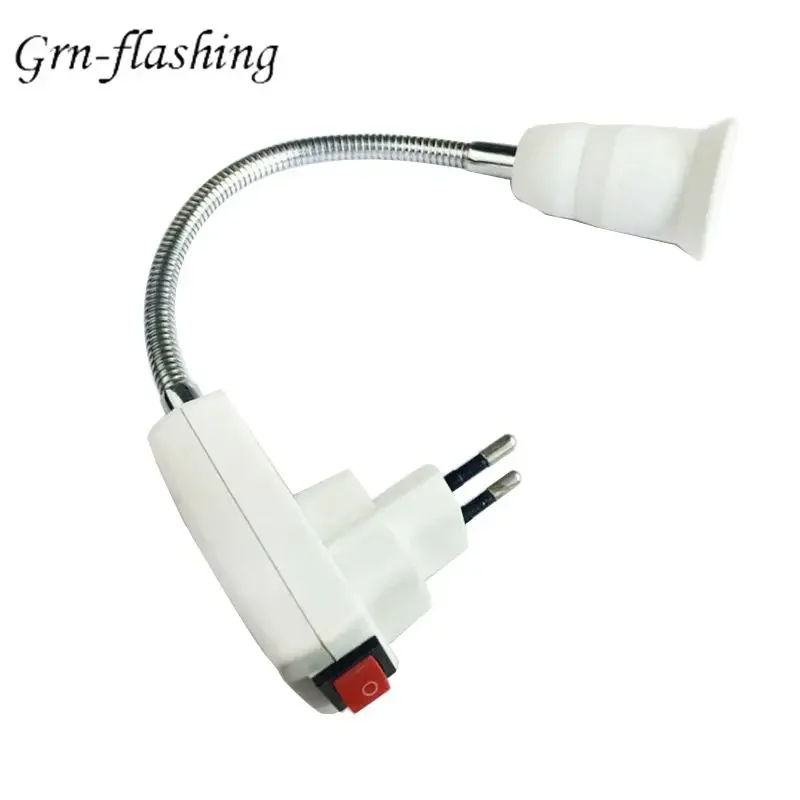 Flexible Gooseneck EU US Plug E27 Lamp Base Holder Extender with On/off Switch Adapter Lampholder for E27 Bulb Home Lighting