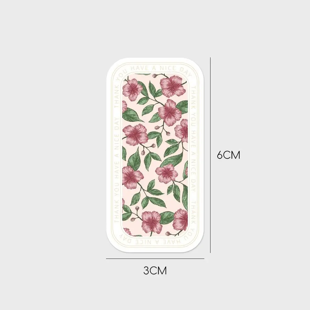 300Pcs Fashion Adhesive Sealed Stickers Floral Patterns Rectangular Packaging Stickers Decorative Stickers