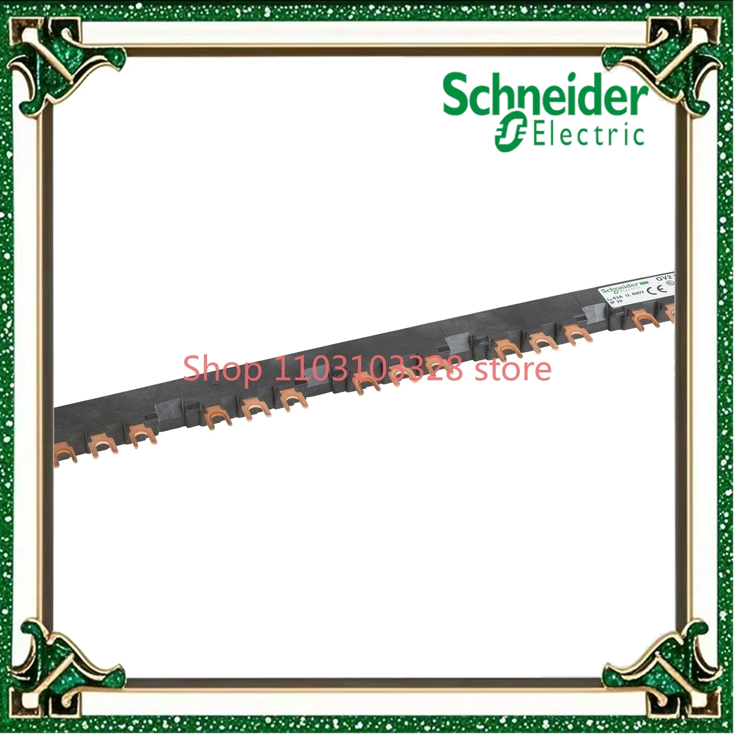 GV2G554 TeSys Deca Motor circuit breaker accessories, 5 taps, spacing: 54mm GV2 3-pole 63A bus bar