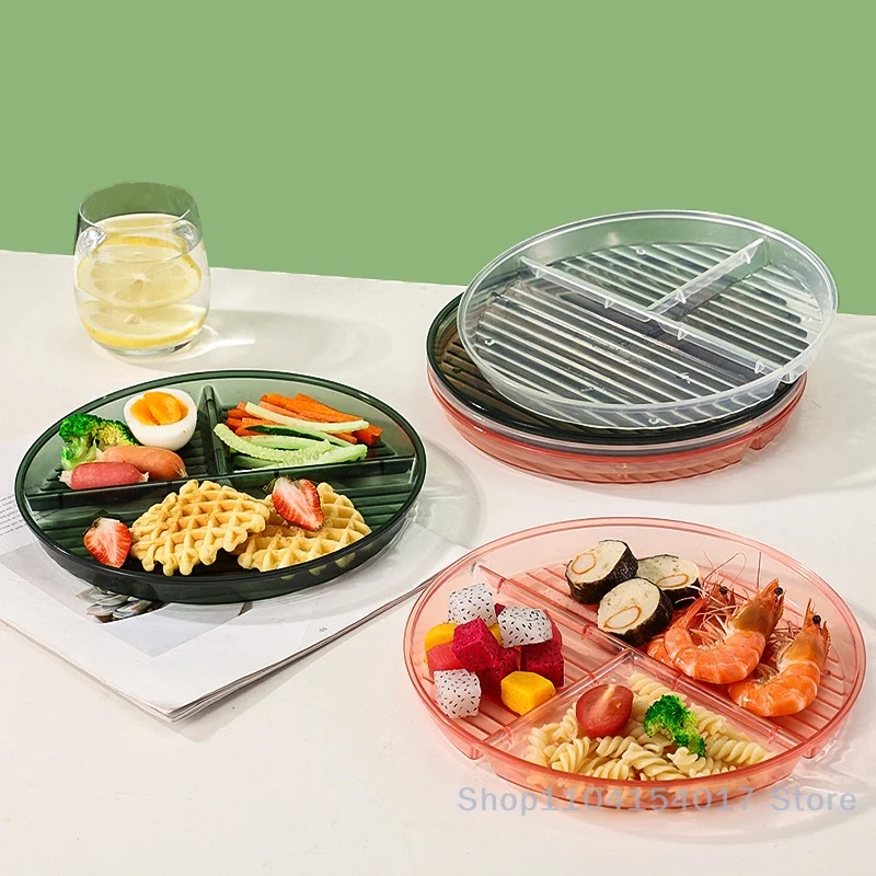 

Пластиковый разделитель, обеденный поднос для детей и взрослых, многоразовый фруктовый салат, круглый обеденный поднос, отделение для контроля количества, обеденный поднос