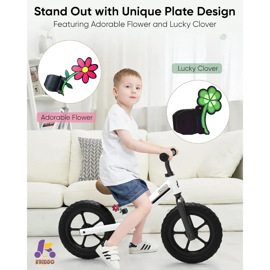 จักรยานทรงตัวสำหรับเด็กวัยหัดเดิน อายุ 2 ปี จักรยานทรงตัวสำหรับเด็กอายุ 2-5 ปี ลูกปืนคู่เพื่อการขับขี่ที่ราบรื่นขึ้น ที่นั่งปรับระดับได้พร้อมแผ่นรองนั่งน่ารัก